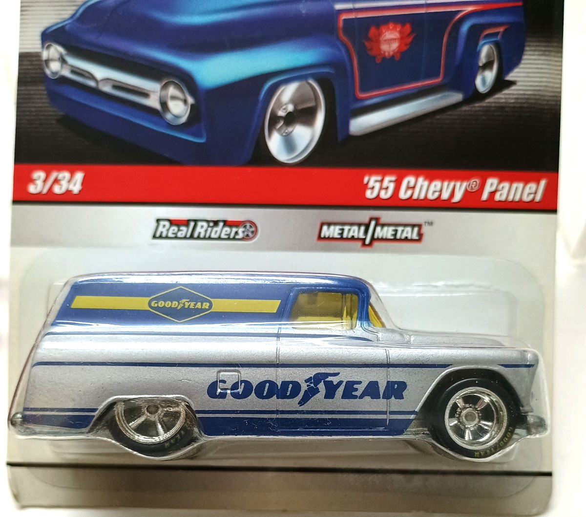 2009 Hot Wheels ’55 Chevy Panel x 2 (blue with gray & gray with blue) NIP