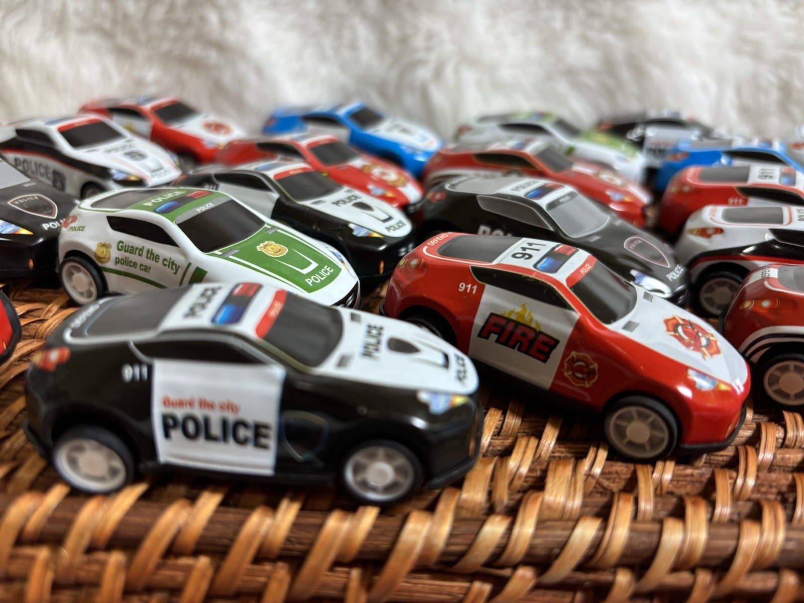 Die Cast Plastic And Metal Police and Fire Cars Lot Of 35