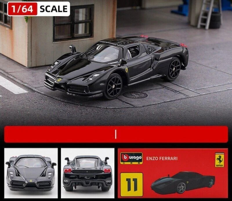 Bburago 1/64 ENZO Ferrari Black Diecast Metal Racing Sports Car Ferrari Diecast