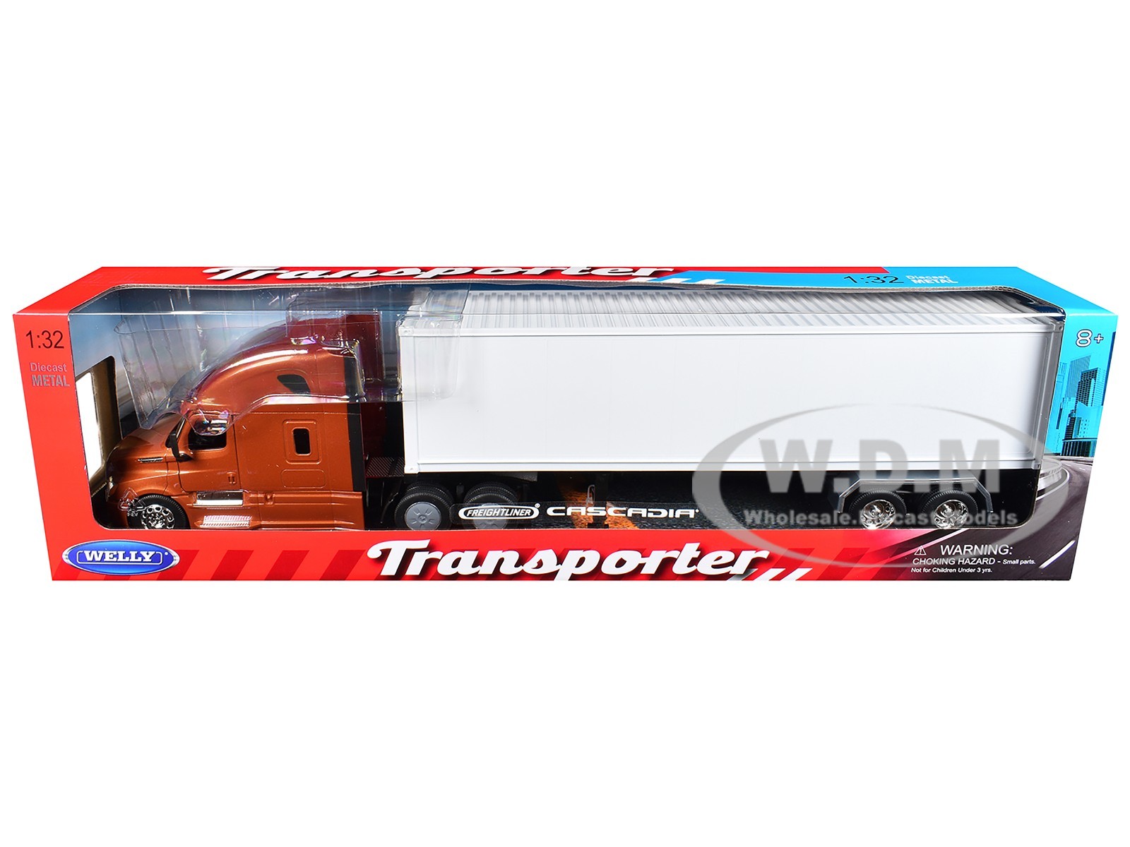 FREIGHTLINER CASCADIA TRUCK BRONZE W/CONTAINER 1/32 DIECAST BY WELLY 32696W-GLD