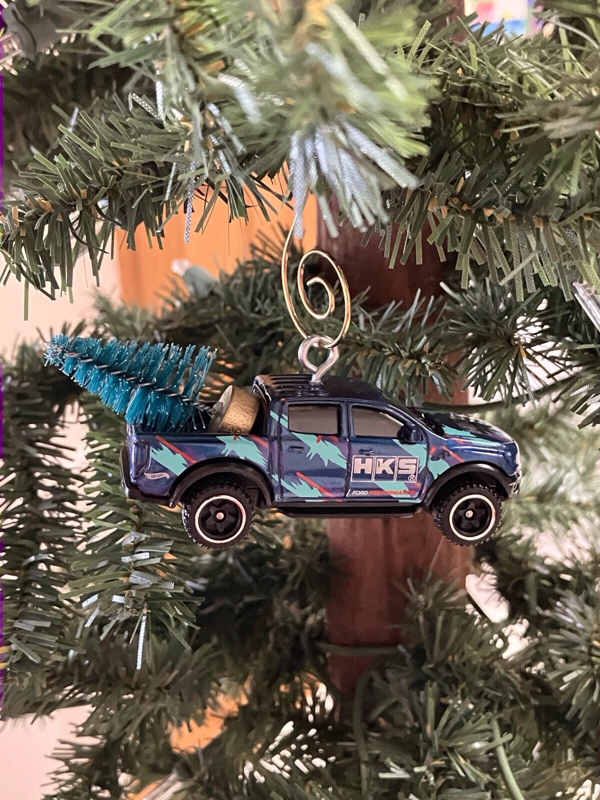 Custom ‘19 Ford Ranger Raptor Christmas Tree Ornament Diecast Hot Wheels Truck