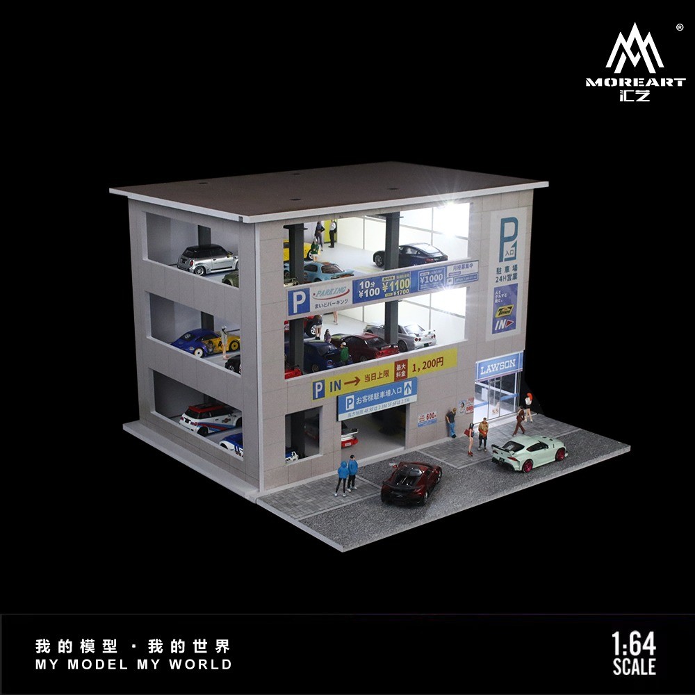 Diorama 1:64 Diecast Garage Model Lighting Japanese Model Scene Display Gift US