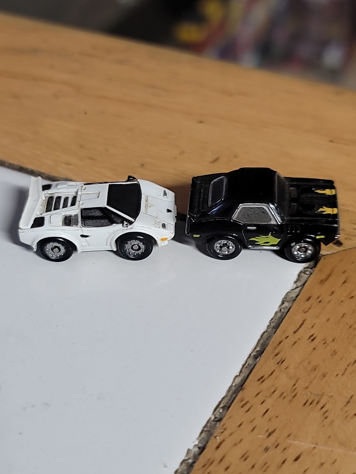Micro Machine Plymouth Barracuda in Black(rare) And White Lamborghini