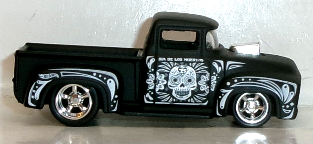 LOOSE 2025 HOT WHEELS 1:64 BLACK CUSTOM ’56 FORD PICKUP WHEEL SWAP REAL RIDERS