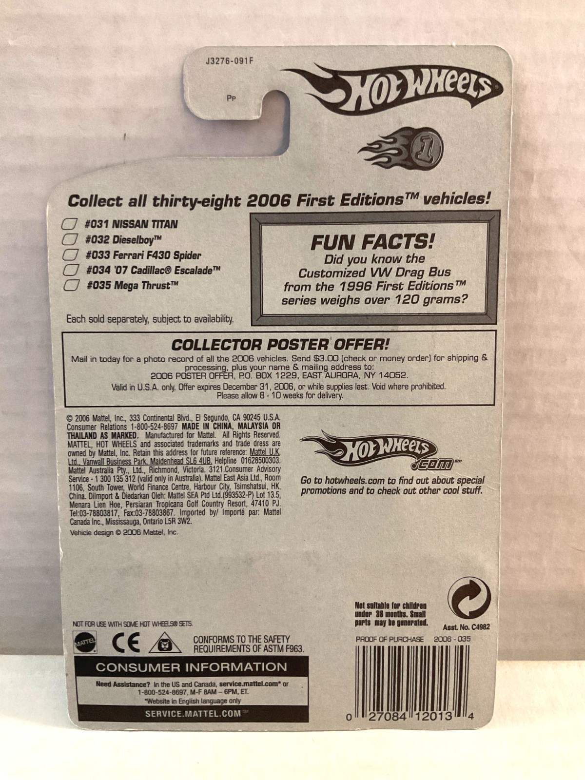 Hot Wheels MEGA THRUST – 2006 #035 Faster Than Ever FTE First Editions