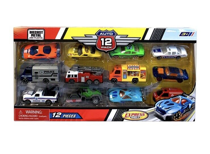 Die Cast 12-Piece Toy Vehicles Metal and Plastic Express Wheels Set New
