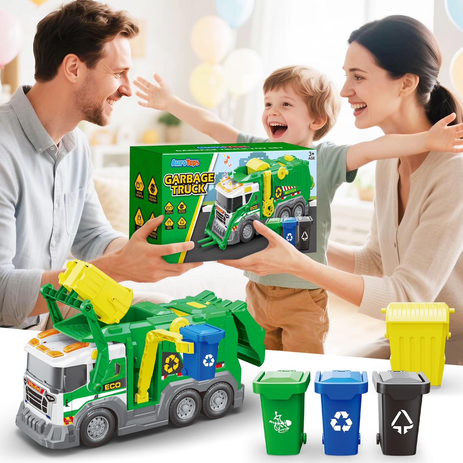 Garbage Truck Toys for Kids 3 4 5 6 7 8 Years Old Boys Toy Trucks Set with So…