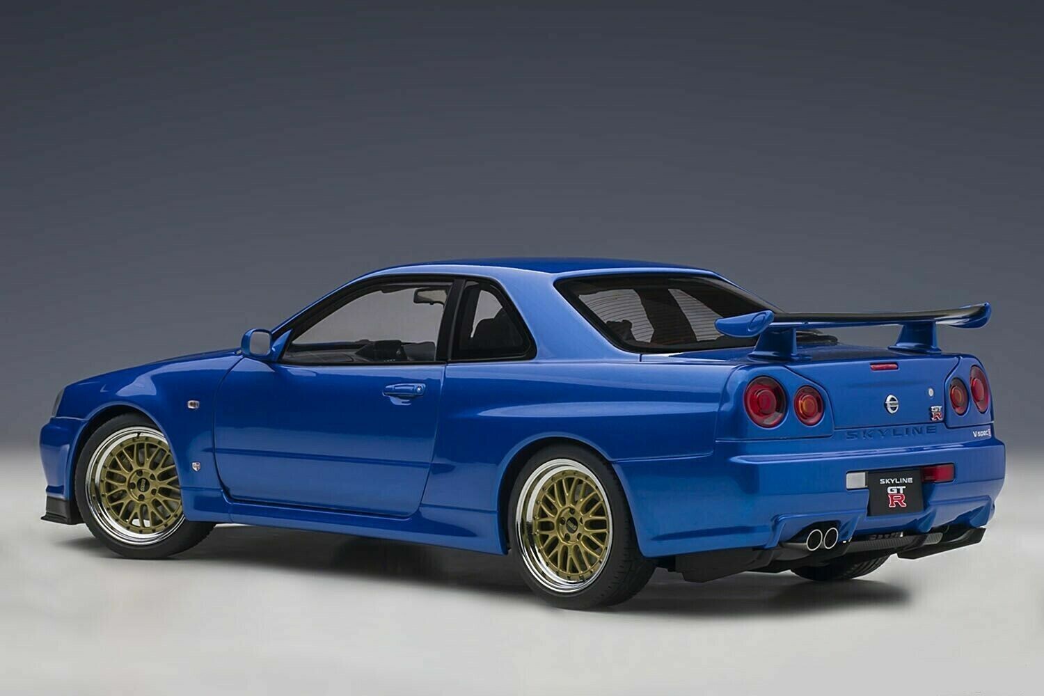 AUTOart 1/18 NISSAN SKYLINE GT-R R34 V SPEC II w BBS LM WHEELS JDM BAYSIDE BLUE