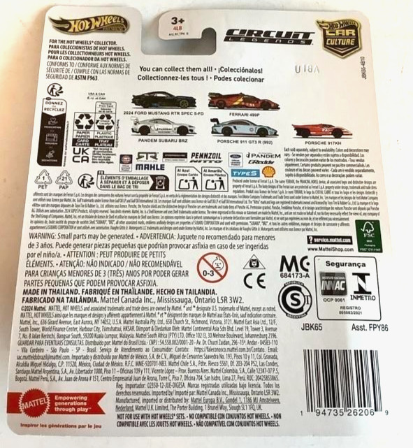 NEW Hot Wheels Premium Car Culture Circuit Legends JBK65 PORSCHE 911 GT3 (992)