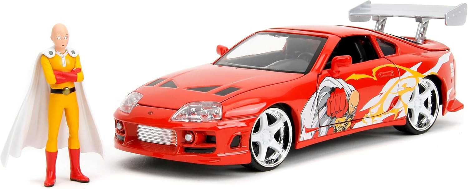 Jada Toys One Punch Man 1:24 1995 Toyota Supra DieCast Car Saitama Figure Toys