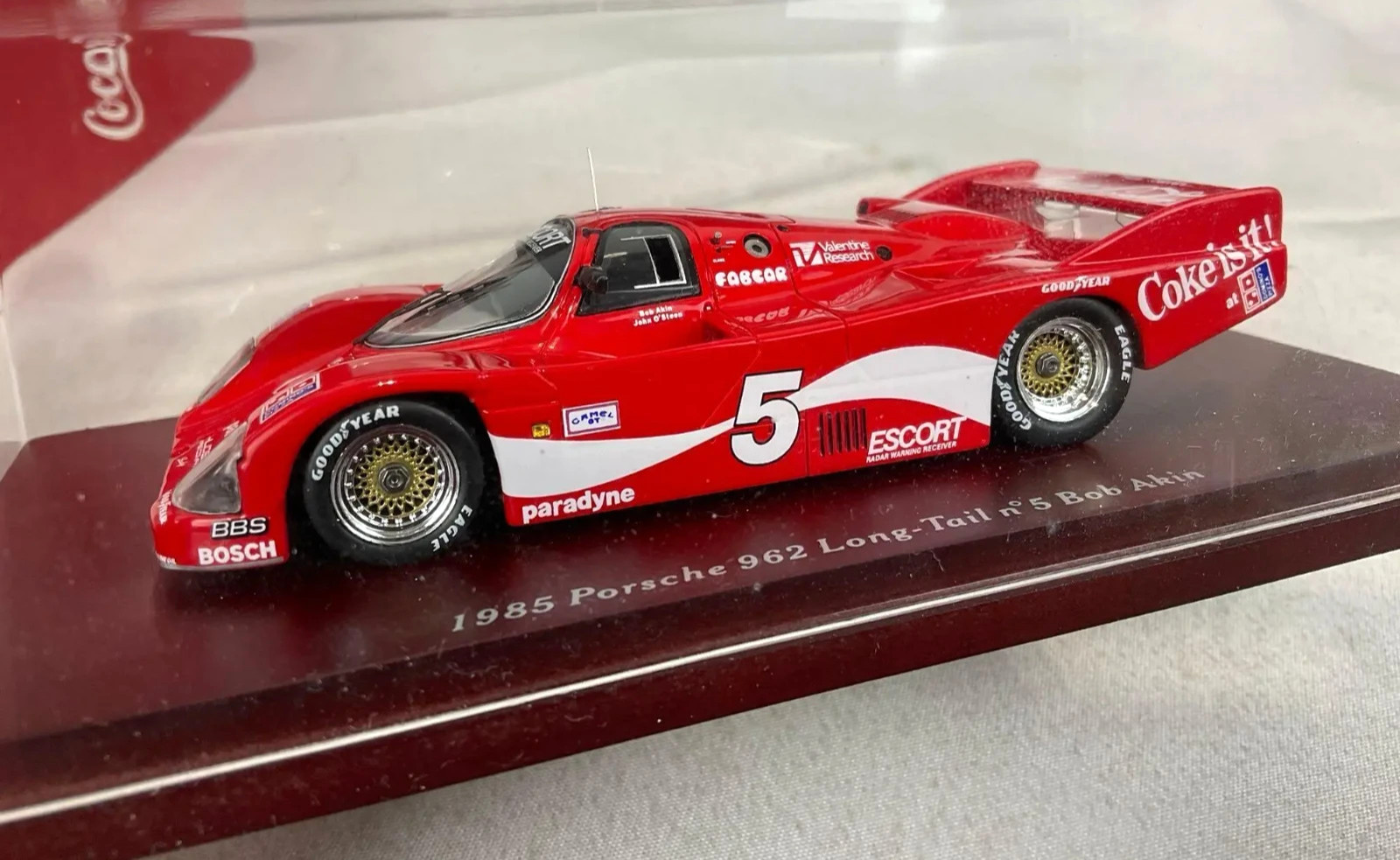 TSM Model TSM09432 Porsche 962 Long Tail 1985 #5 Bob Akin Coca Cola 1:43 Diecast