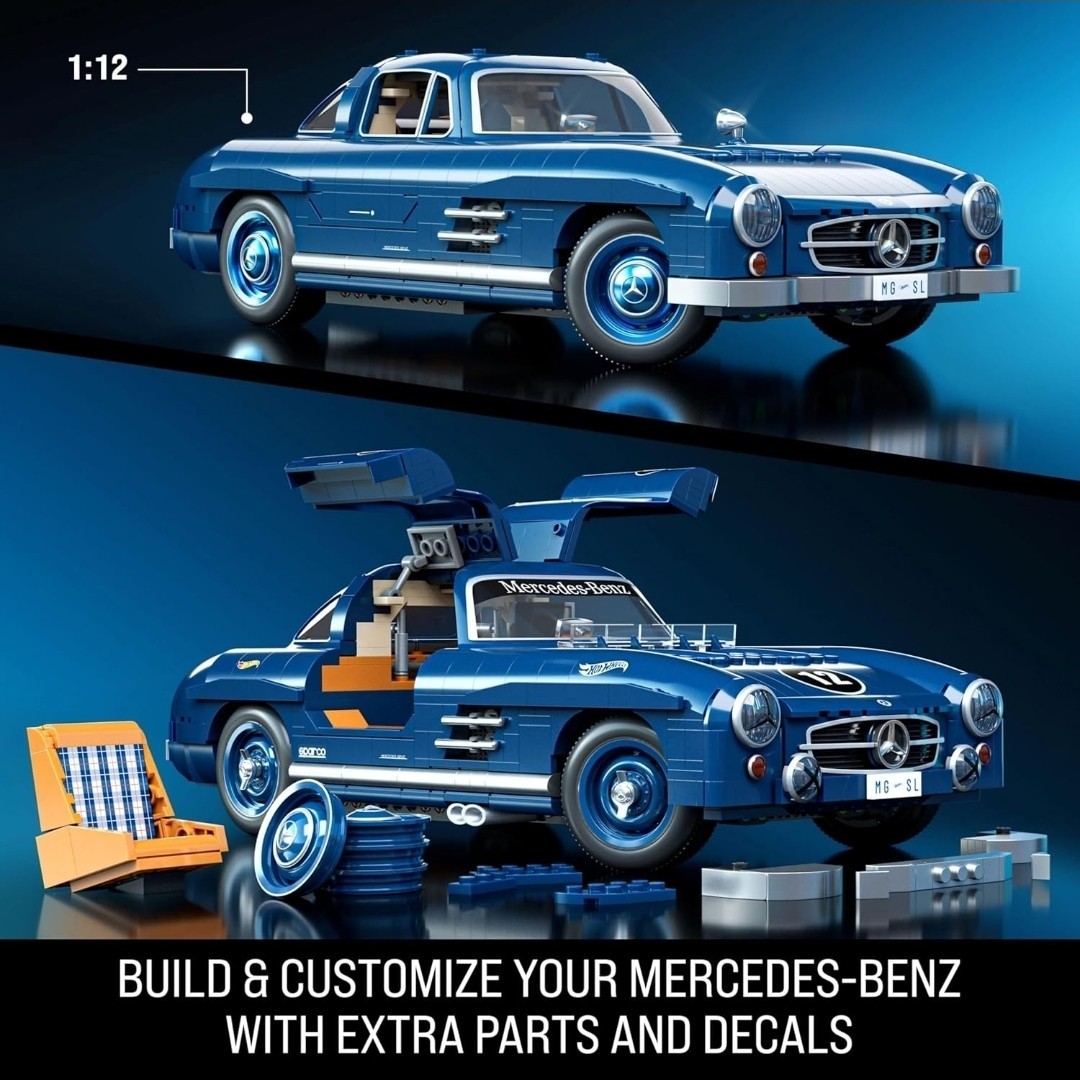 Mattel Brick Shop Hot Wheels Premium Series Building Set, Mercedes-Benz 300 SL