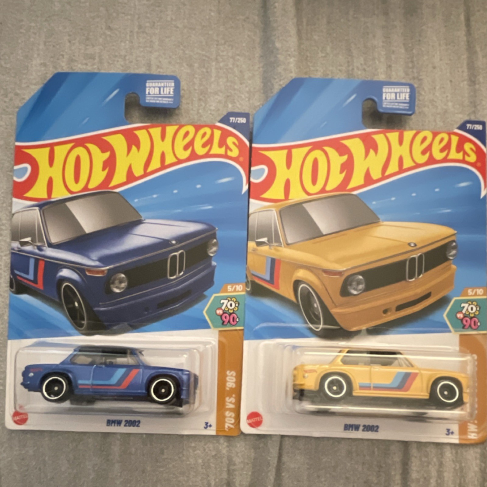 Hot Wheels BMW 2002 1:64 Diecast Blue and Yellow Cars