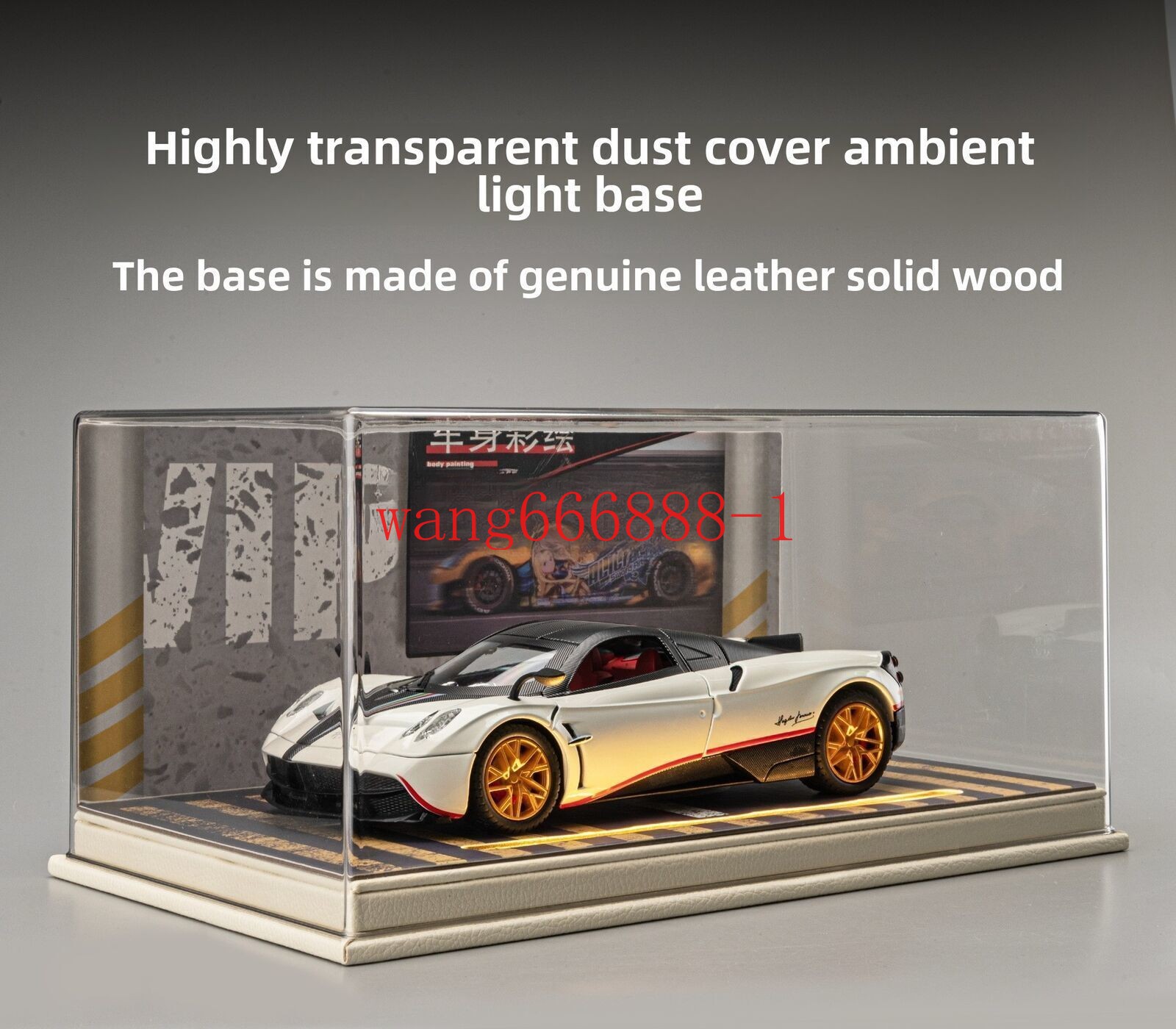 Diorama Acrylic Display Case Show Case With PU Leather Base For 1/18 Car Model