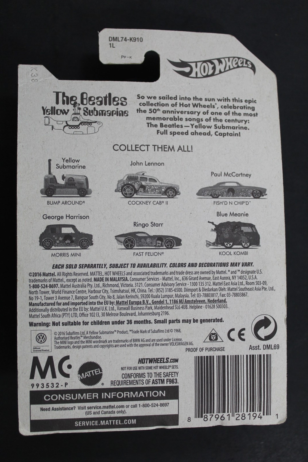 Hot Wheels The Beatles Yellow Submarine Bump Around ( 1