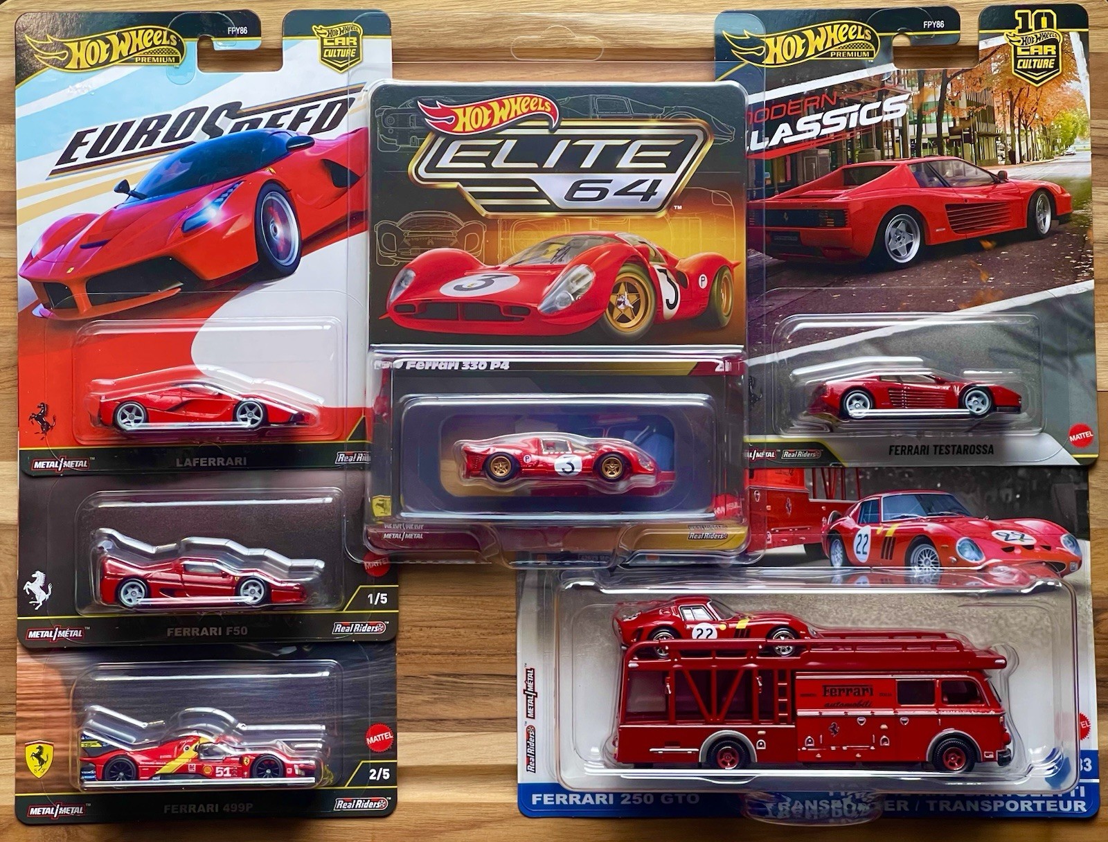 Hot Wheels Premium Ferrari Lot of 6 – 499P LaFerrari F50 250 GTO 330P Testarossa
