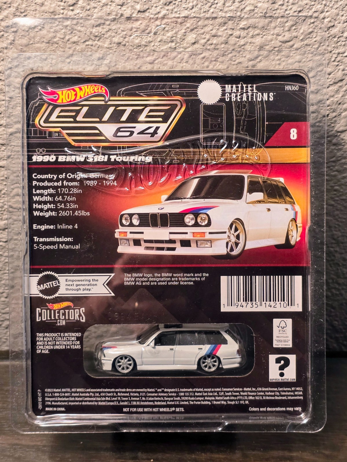 Mattel Exclusive Hot Wheels Collectors Elite 64 1990 BMW 318i Touring (HNJ60)