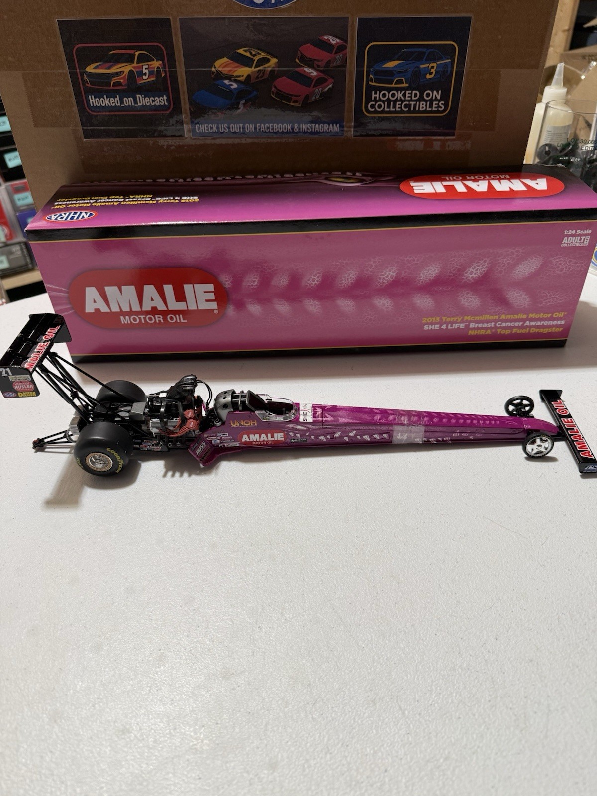 RARE* TERRY MCMILLEN AMALIE SHE 4 LIFE 2013 NHRA Top Fuel Dragster 1/24 Diecast