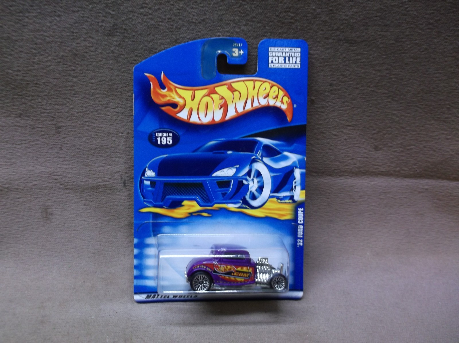 HOT WHEELS 2000 #195 PURPLE 1932 32 FORD 3 WINDOW CUSTOM FLAMES STREET HOT ROD