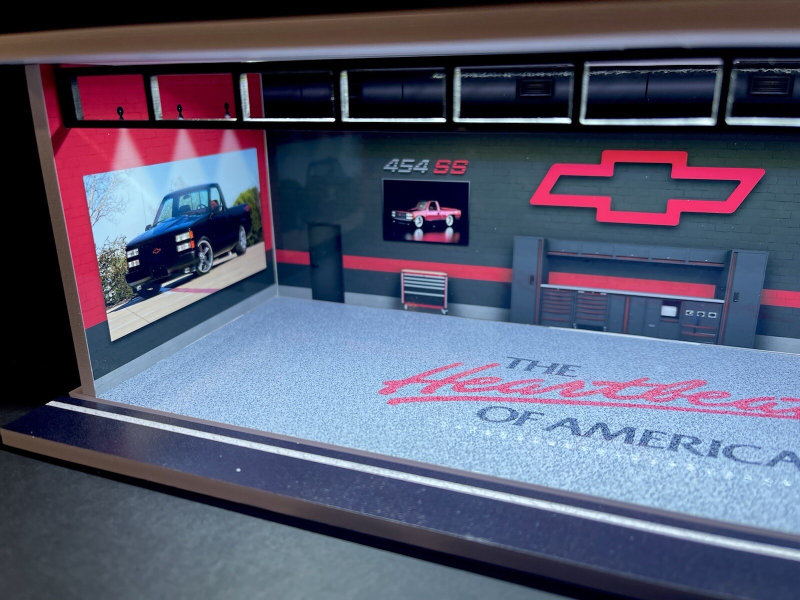 CUSTOM 454 SS Interior Garage Theme 1:64 Model Garage Diorama with LED Lighting!