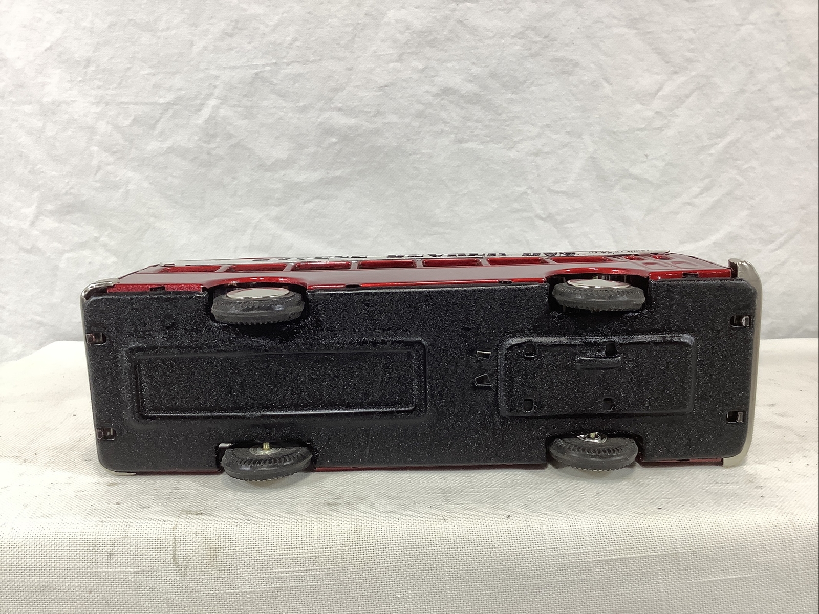Vintage Chinese Tinplate Friction Drive Double Decker Bus MF 185 – Red NOS