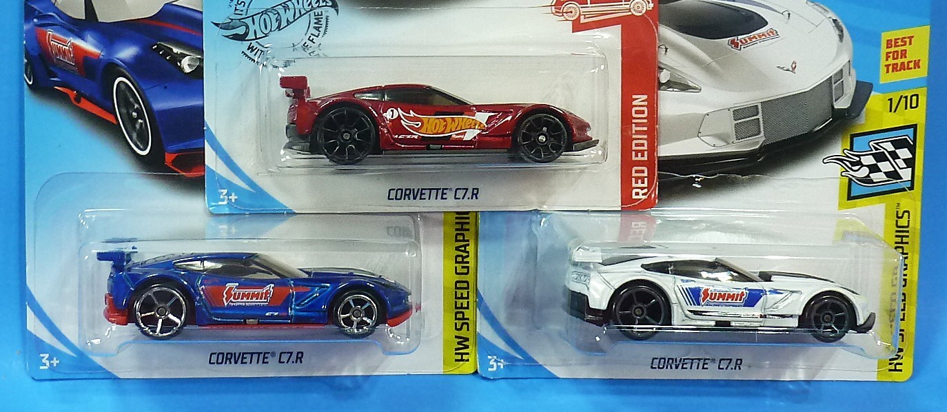HOT WHEELS 3 CHEVROLET CORVETTE C7 R VARIATIONS WITH TARGET RED EDITION 1/64