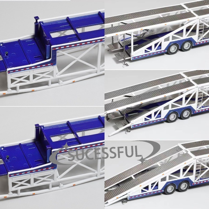 1:64 Extra Long Double Deck Alloy Car Transporter Trailer Model