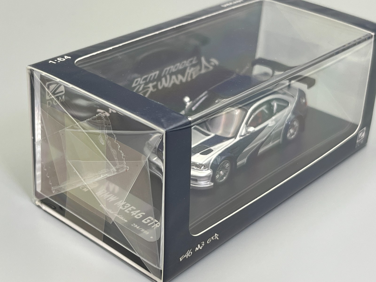 BMW E46 M3 GTR Need for Speed Most Wanted DCM Model 1/64 scale with display case
