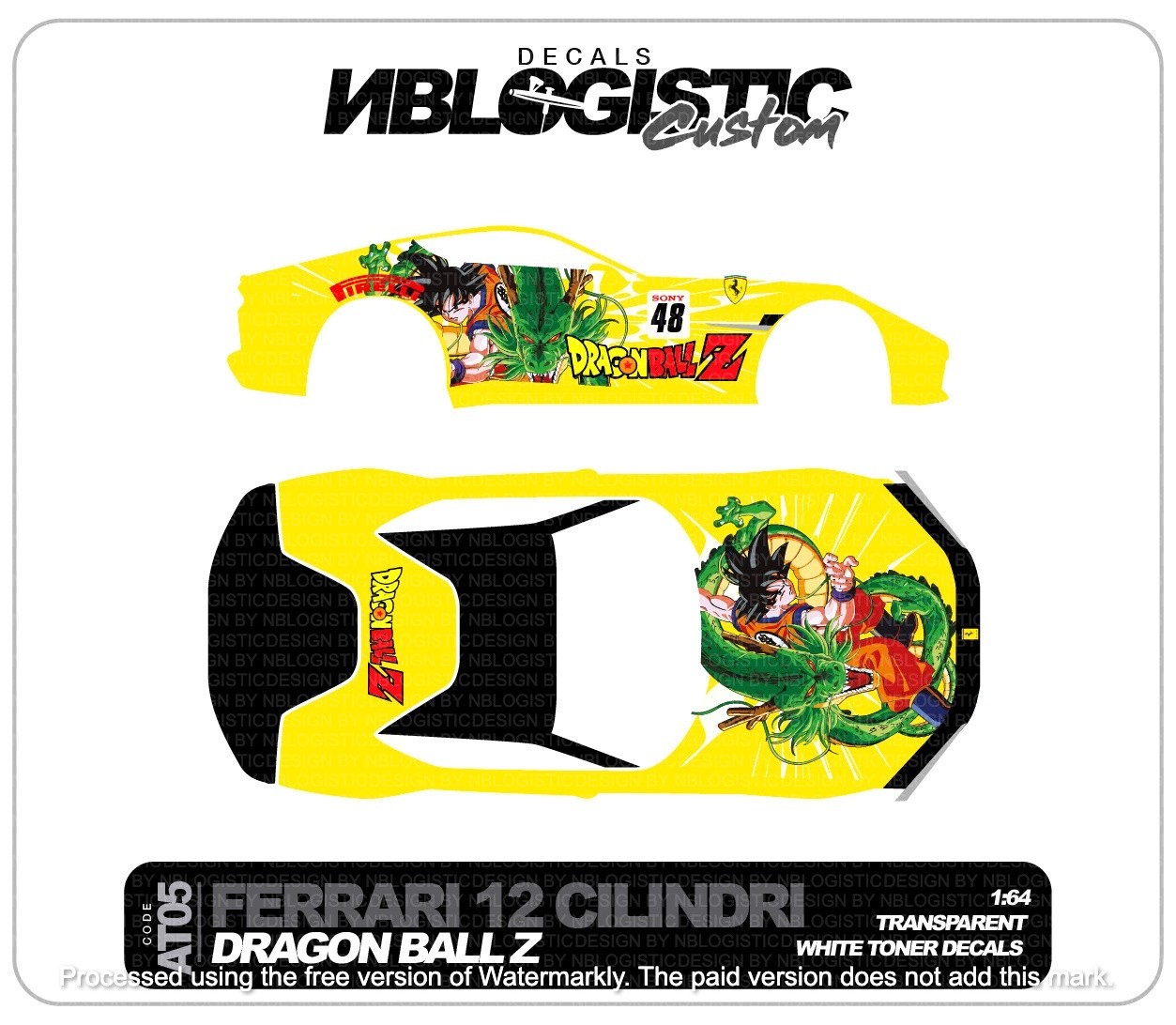 FERRARI 12CILINDRI Custom WaterSlide Decal for hot wheels 1/64 a1