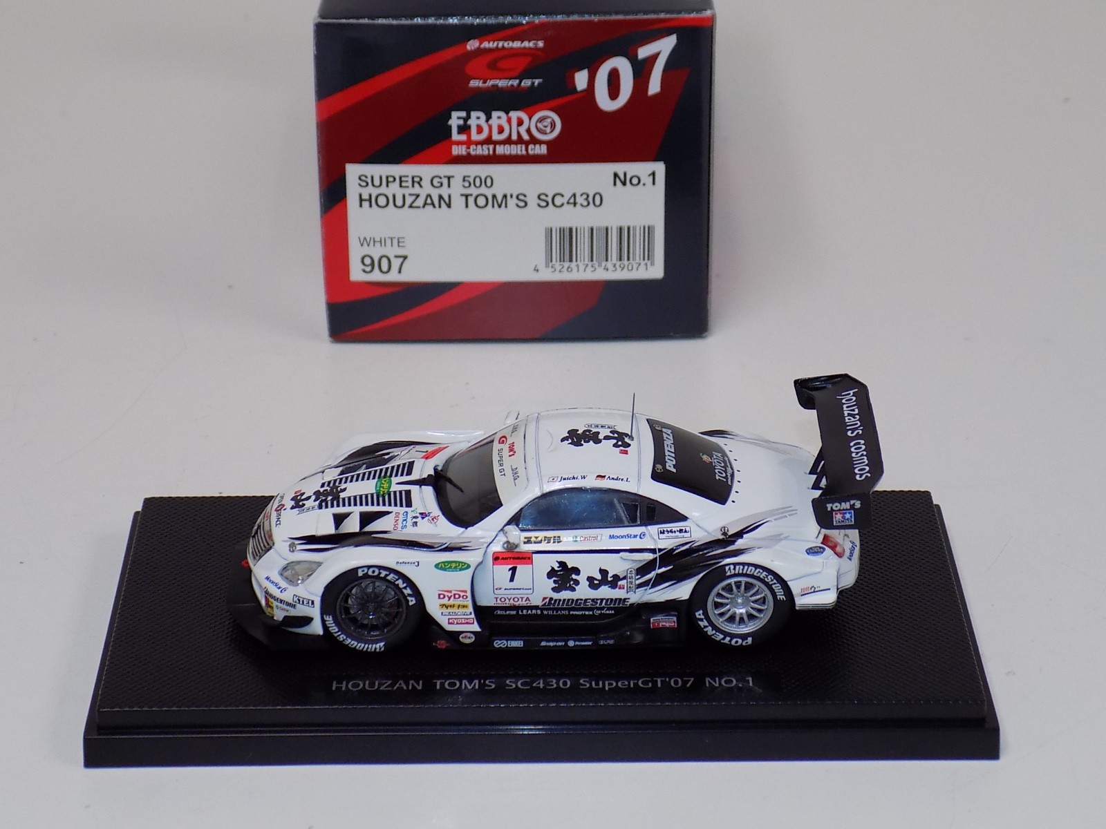 1/43 Ebbro Houzan Tom’s Lexus SC430 Super GT 500 2007 car #1 #907