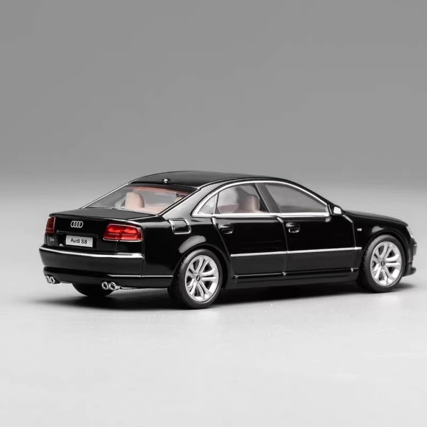 1:64 S8 2008 Black Alloy Diecast Model Car Collectible Gift Display