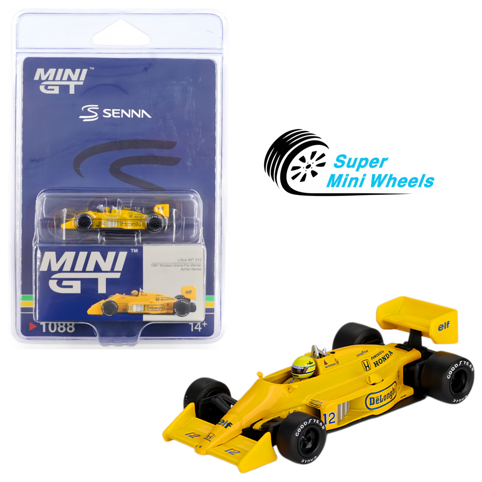 Mini GT 1:64 Lotus 99T #12 Ayrton Senna 1987 Monaco Grand Prix Winner #1088