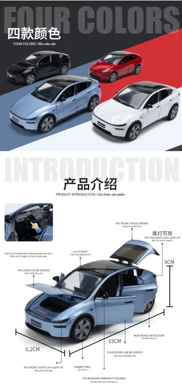 NEW 1:32 MODEL Y MODELY Diecast Model Car Sound & Light Collectible Toy Gift
