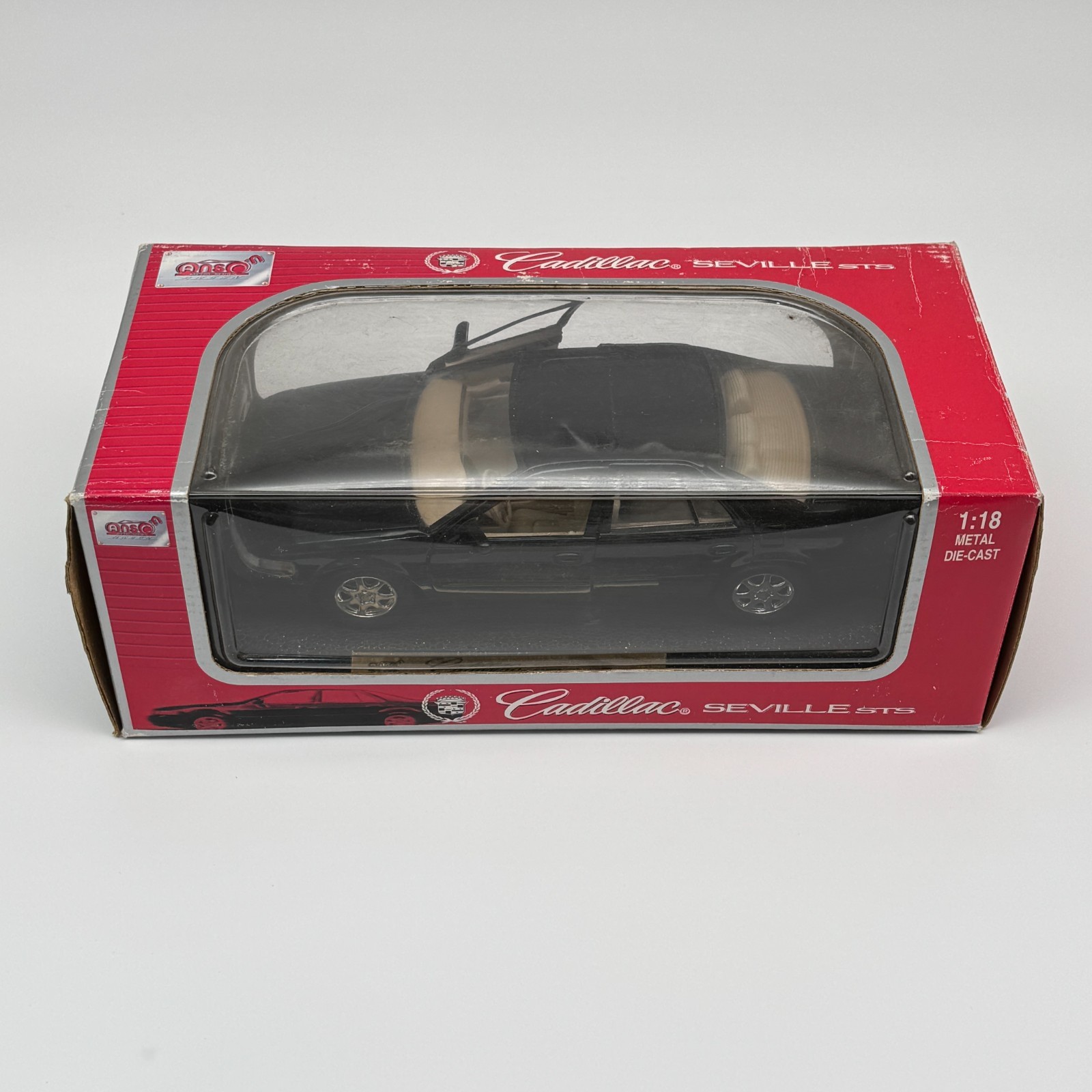 Anson Cadillac Seville STS Black Tan Interior 1:18 Scale Diecast Model Car Nib