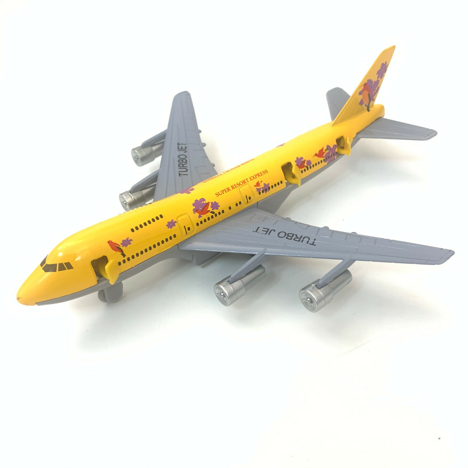 Turbo Jet 747 Airplane, Happy Holiday, USA, Super Resort, Diecast Metal, 7.25”