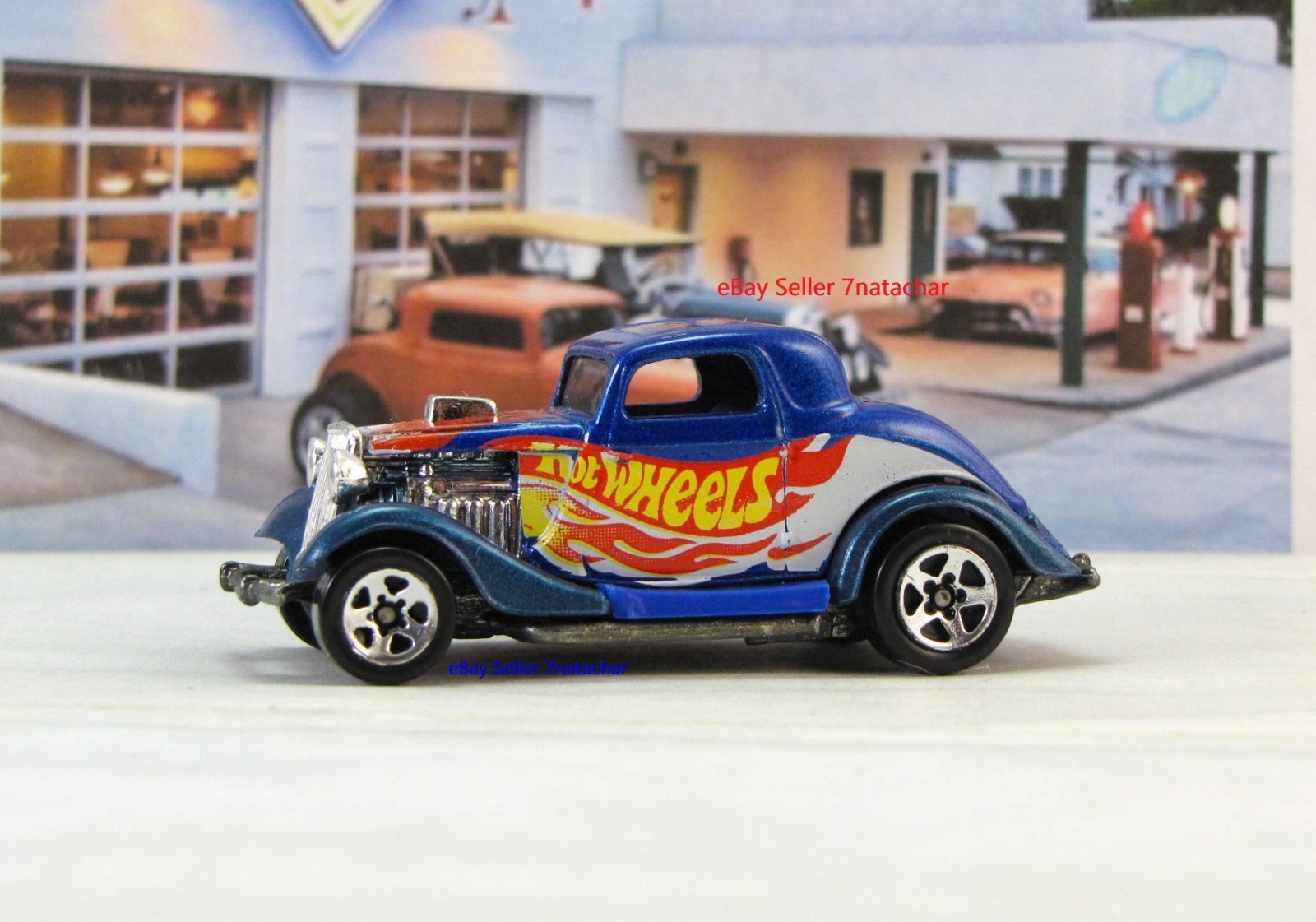 1934 Ford Coupe Blue Flathead V8 Hot Rod Metal Model Collectible Car F
