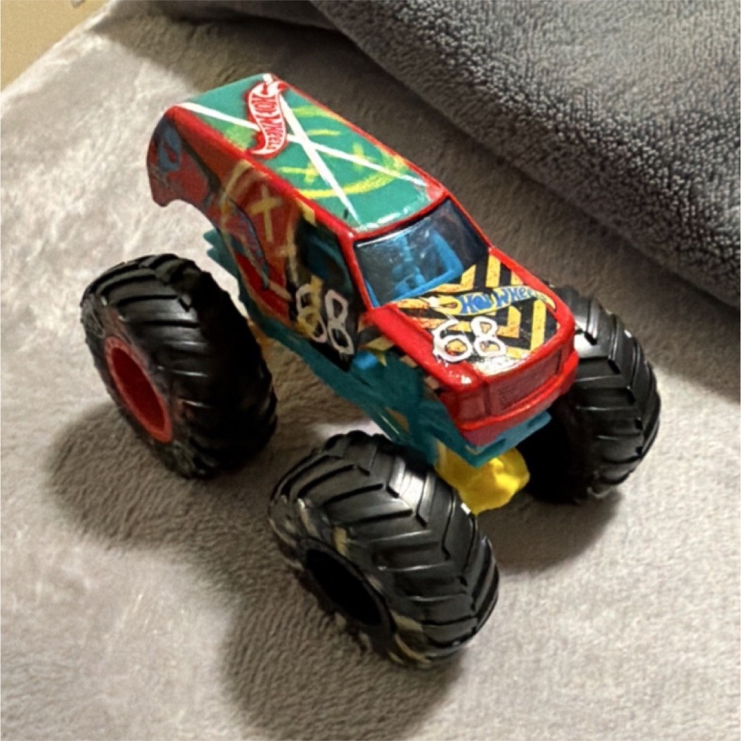 Hot Wheels Customized Monster Truck Diecast Multicolor Red Wheels Toy #88