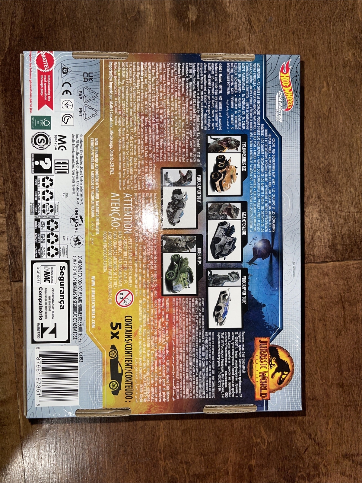 Hot Wheels Jurassic Park Dominion Character Cars 5 Pack Includes blue – NEW