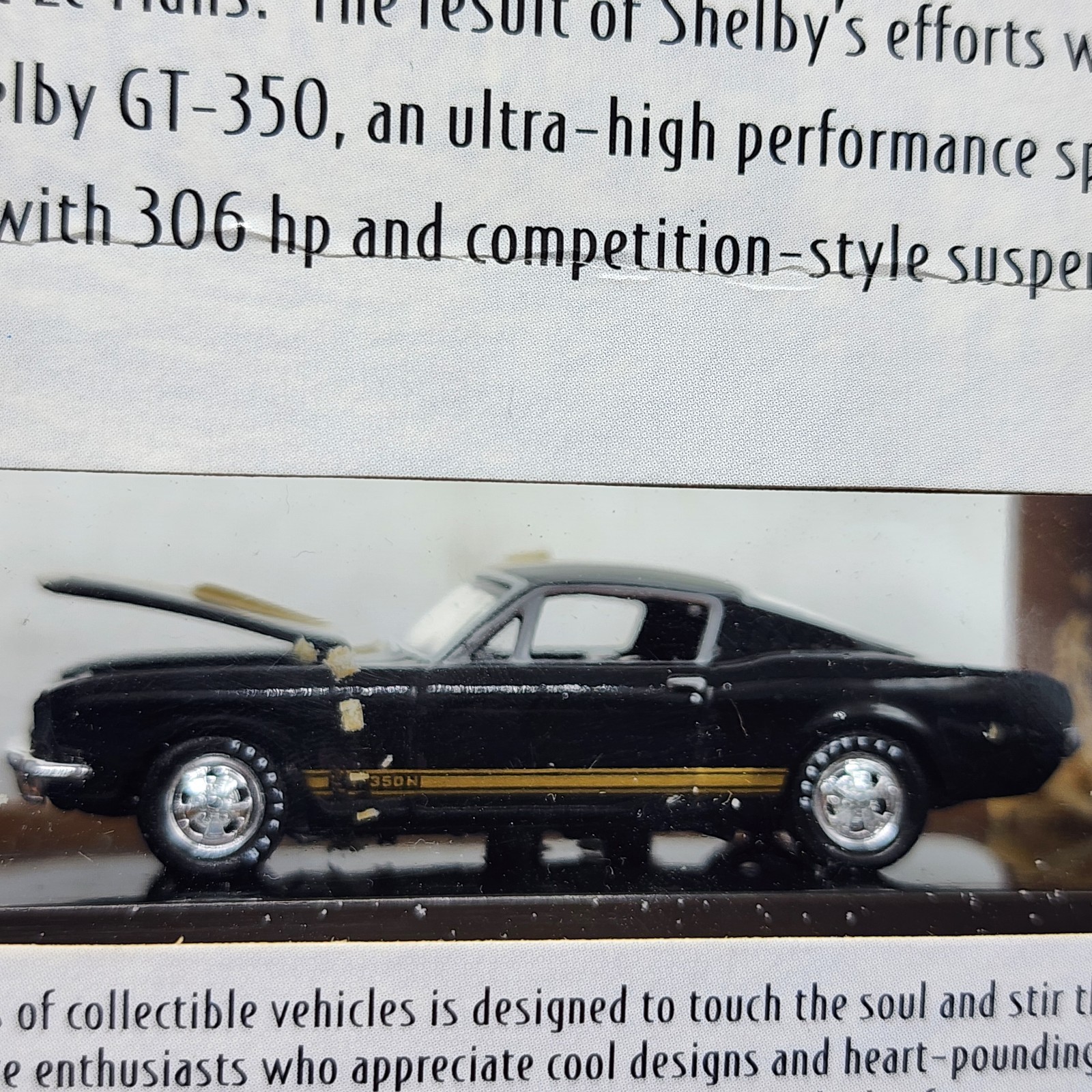 UH 2001 100% Hotwheels Black Box 1965 Shelby GT-350 1/64 54661 *Rubberband Broke