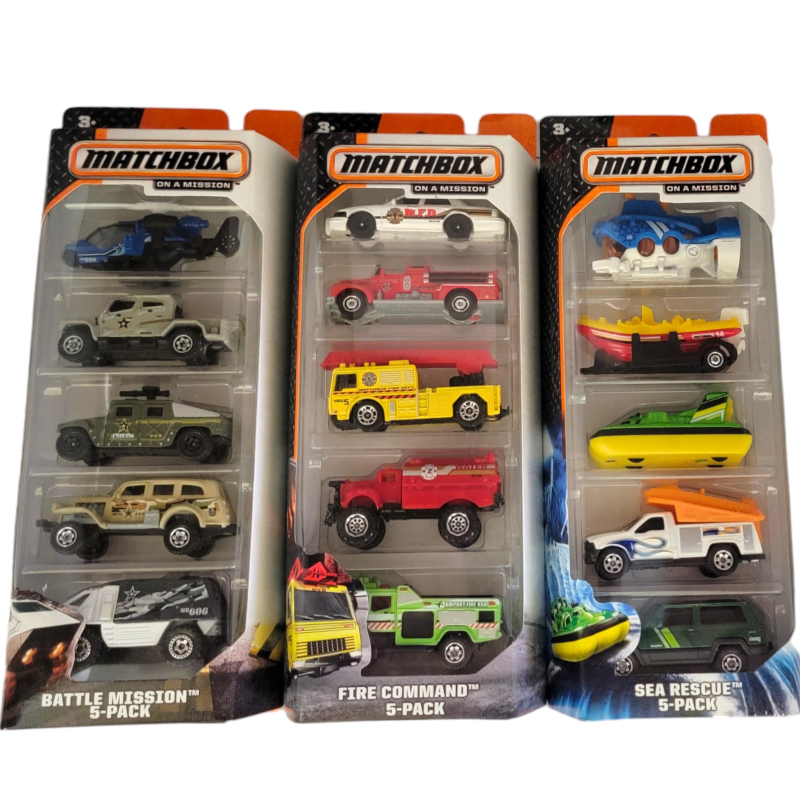 Set of 15 Toy Cars and Trucks with 3 Themed 5-Packs of 1:64 Scale Die-Cast Ve…