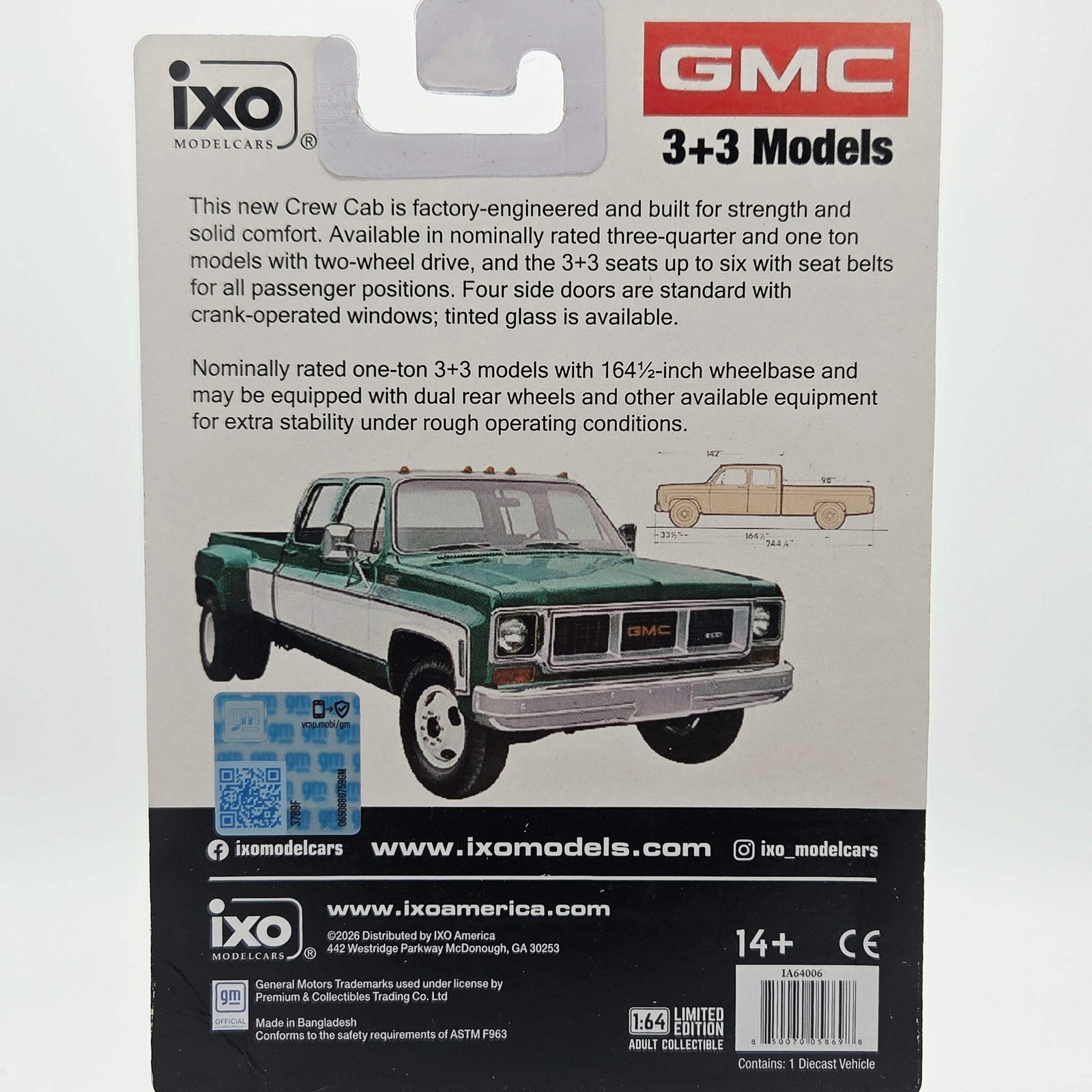 IXO Model Cars ’73 GMC Sierra Grande 3500 Crew Cab Dually – 1:64 (2026 Limited)