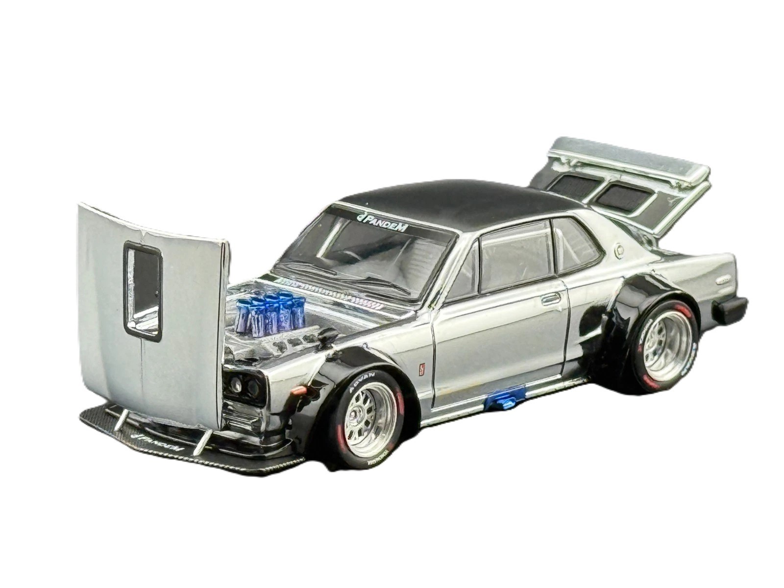 Pop Race 1:64 Nissan GT-R Drift Hakosuka Silver Chrome HK ToyCar Salon RP640330