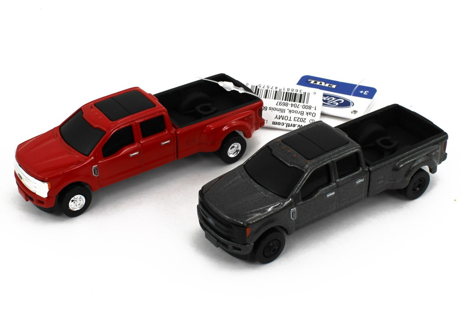 2024 ERTL 1:64 = FORD F350 DUALLY Pickup Truck *PAIR* Red & Metallic Gray NEW