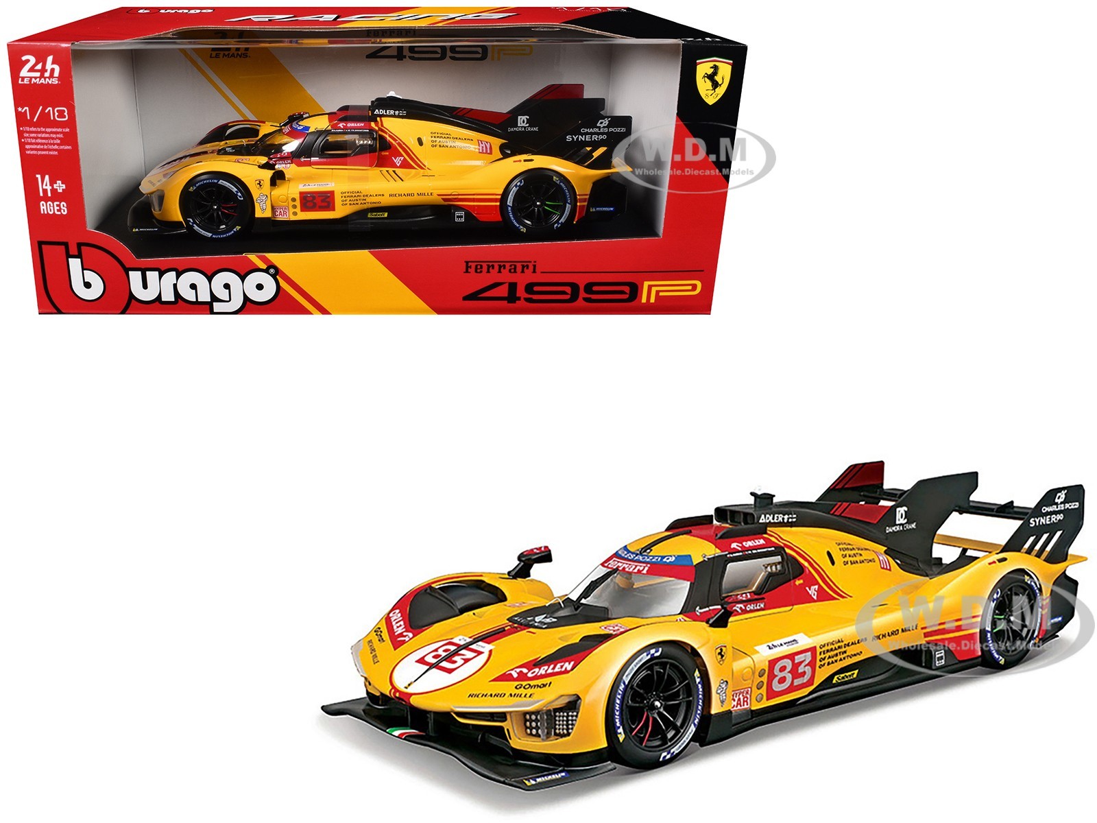 FERRARI 499P #83 “24H OF LE MANS” (2024) 1/18 DIECAST MODEL CAR BY BBURAGO 16304