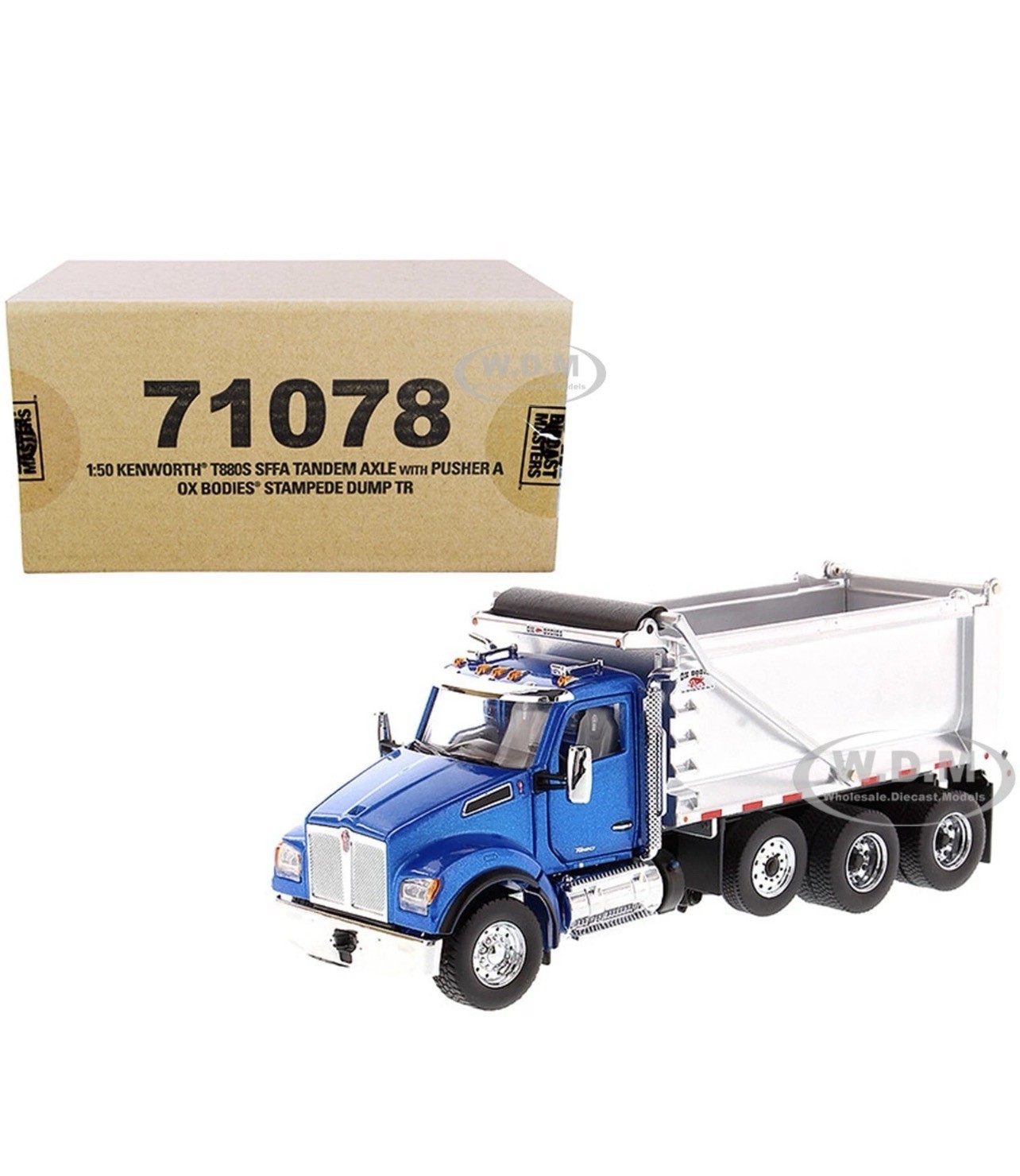 Kenworth T880 SF Ox Stampeded Dump Truck Blue 1/50 DIECAST MASTERS 71078 Sealed