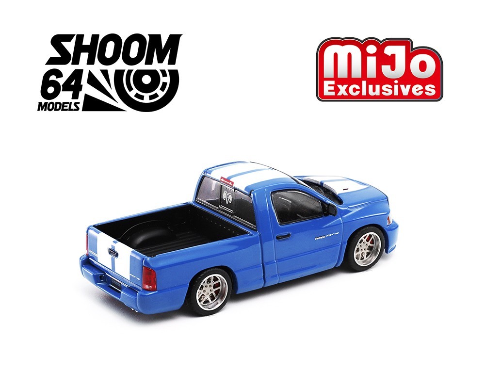 SHOOM64 2003 Dodge Ram SRT-10 Pickup Electric Blue Pearl / White Stripes 1/64