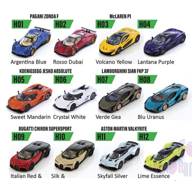 PosterCars 1:64 Scale Hypercar League Collection Diecast model car H01-H12
