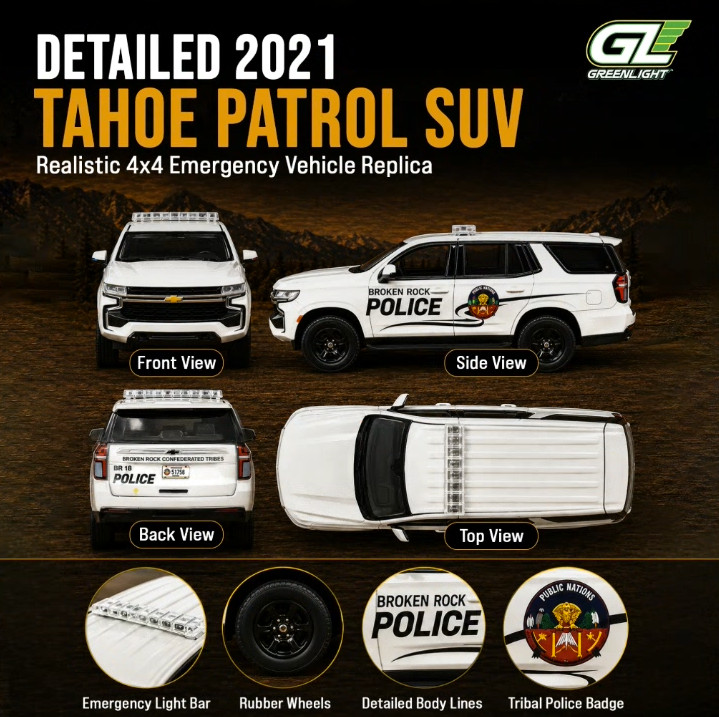 GreenLight 1:64 2021 Chevrolet Tahoe Broken Rock Police Toylandbay Exclusive