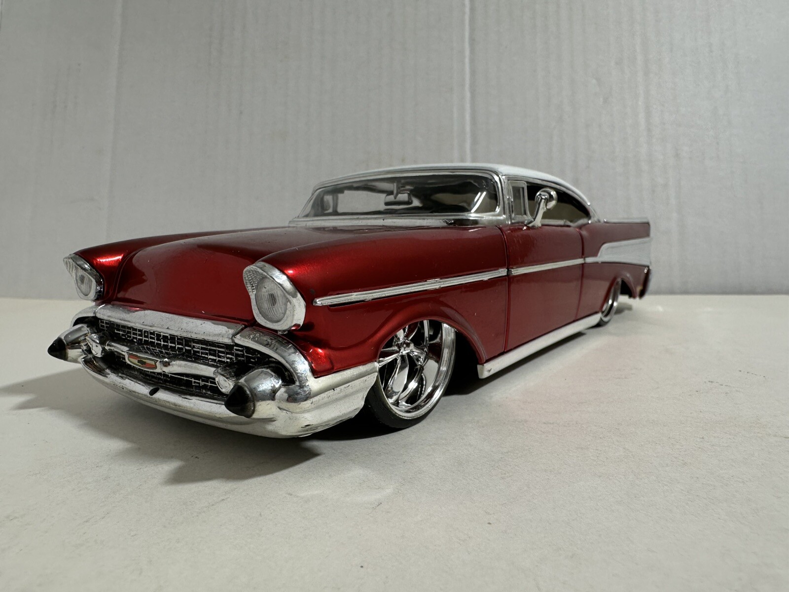 JADA DUB CITY 1957 CHEVY BEL AIR CANDY RED 1:24 DIECAST MODEL CAR NEW NO BOX