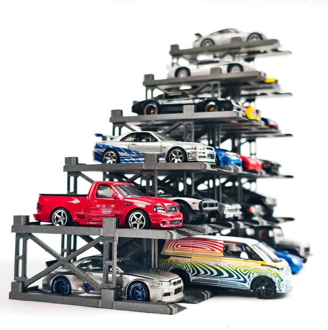 US Diorama 1/64 Parking Rack Model Set Garage Magnetic Acrylic Display Case Gift